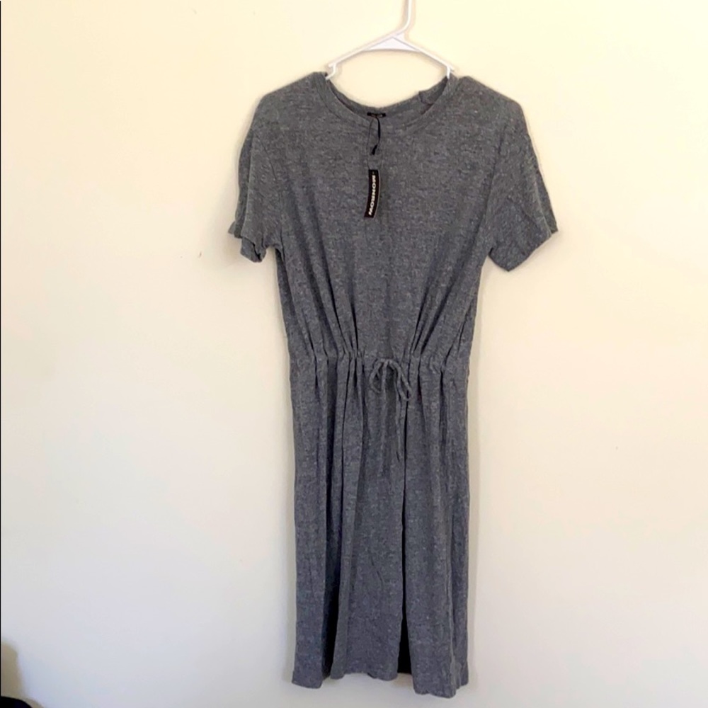 Monrow Mid length, draw cord waist dress.